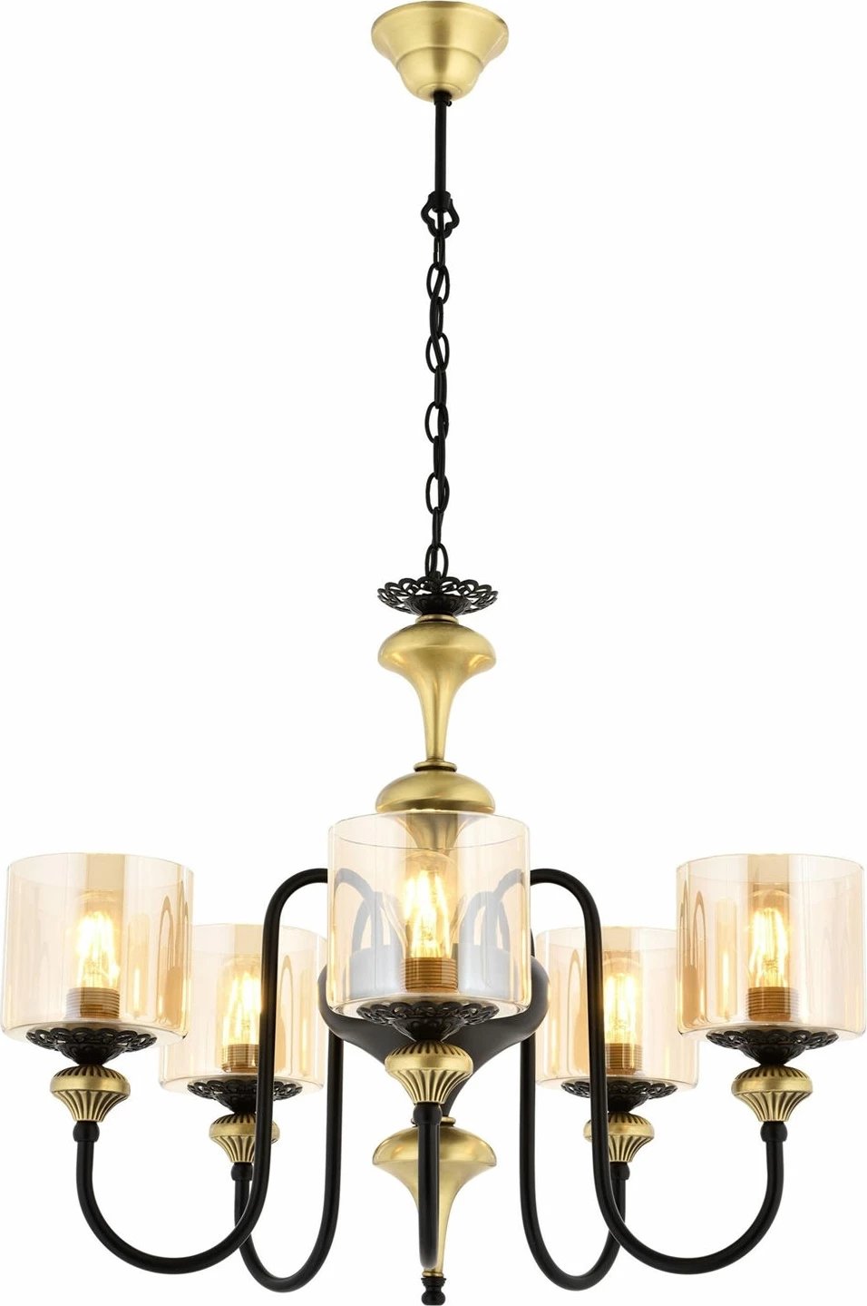 Llambë tavani vintage Opviq, AV-4161-5E, ngjyrë e zezë/vintage, 100x62cm