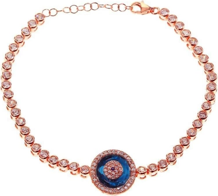 Byzylyk argjendi Jumeon, ngjyrë rozë ari dhe kaltër e errët, 8006