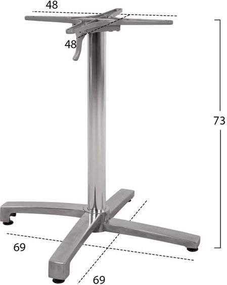 Bazë alumini e palosshme, kromuar, 69x69x73-92cm, me kryq 48x48, FH459.03