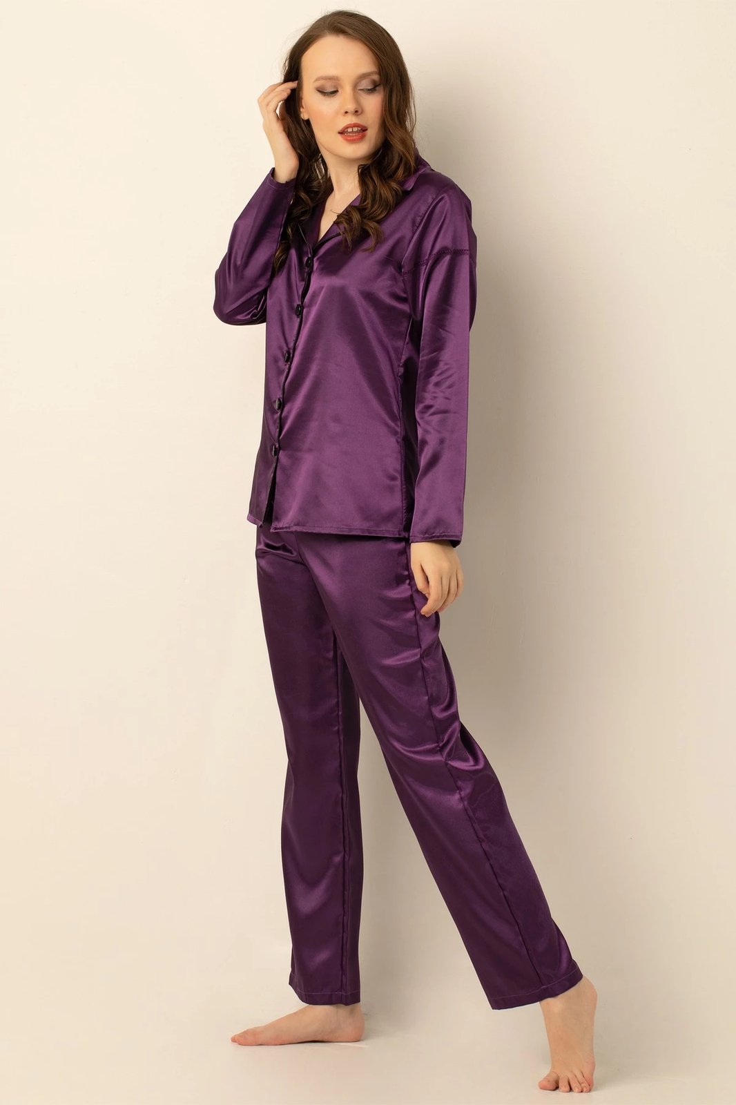 Set pizhamash për gra, ngjyrë vjollcë e errët, Jumeon 002-000905