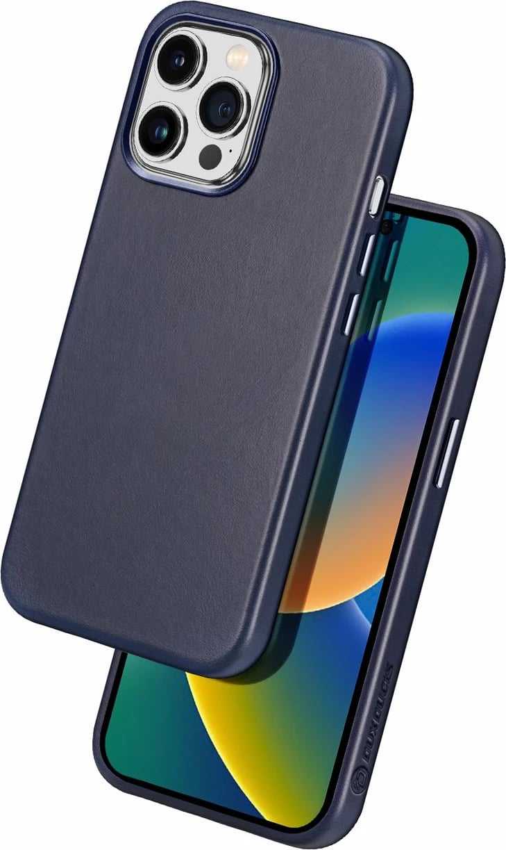 Mbështjellës Dux Ducis Naples për iPhone 14 Pro Max, MagSafe, lëkurë, kaltër