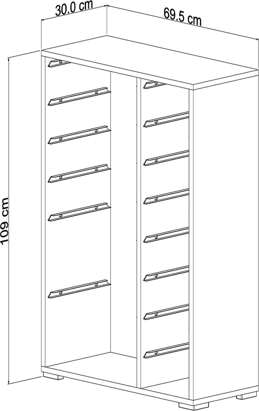 Komodinë melaminë SANI FH18211.01, 14 sirtarë, 69,5x30x109 cm