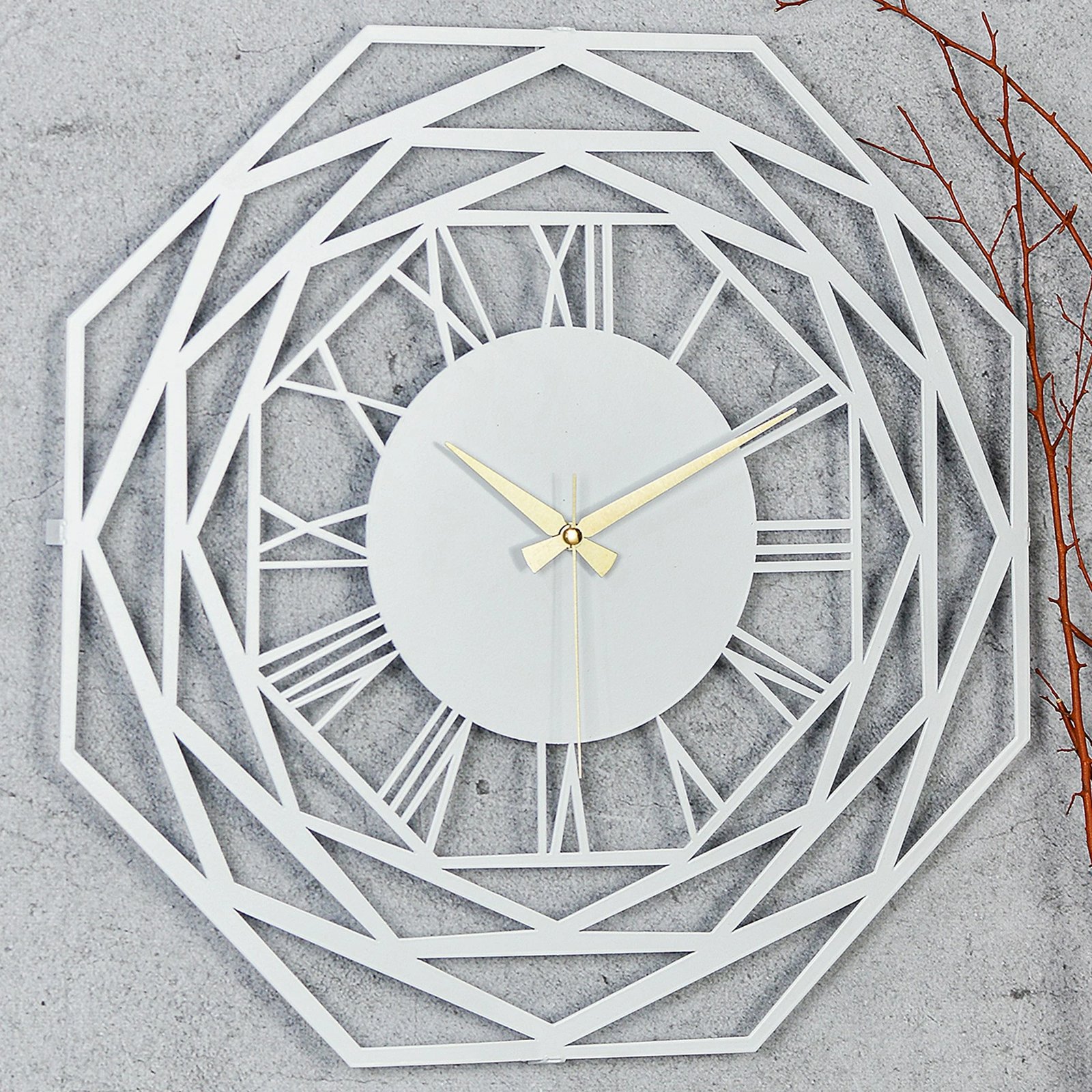 Orë muri dekorative metalike, Wallity Repido New, e bardhë
