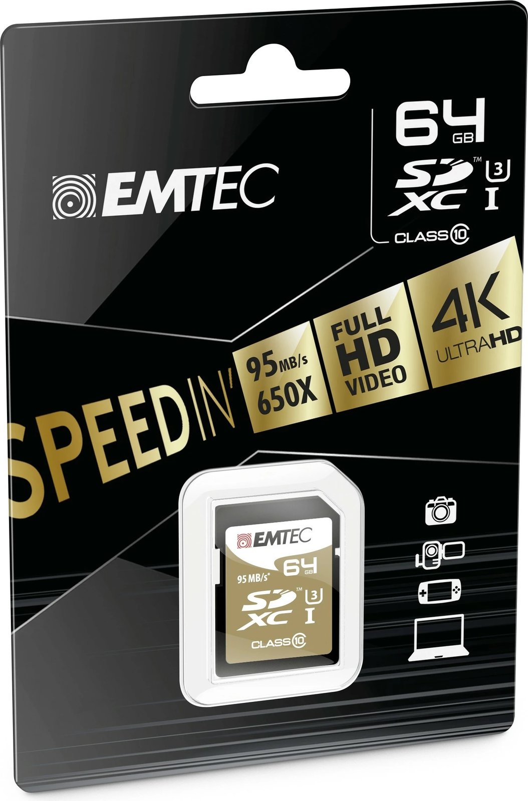 Kartelë memorie EMTEC ECMSD64GXC10SP 64GB SDXC Class 10 e zezë