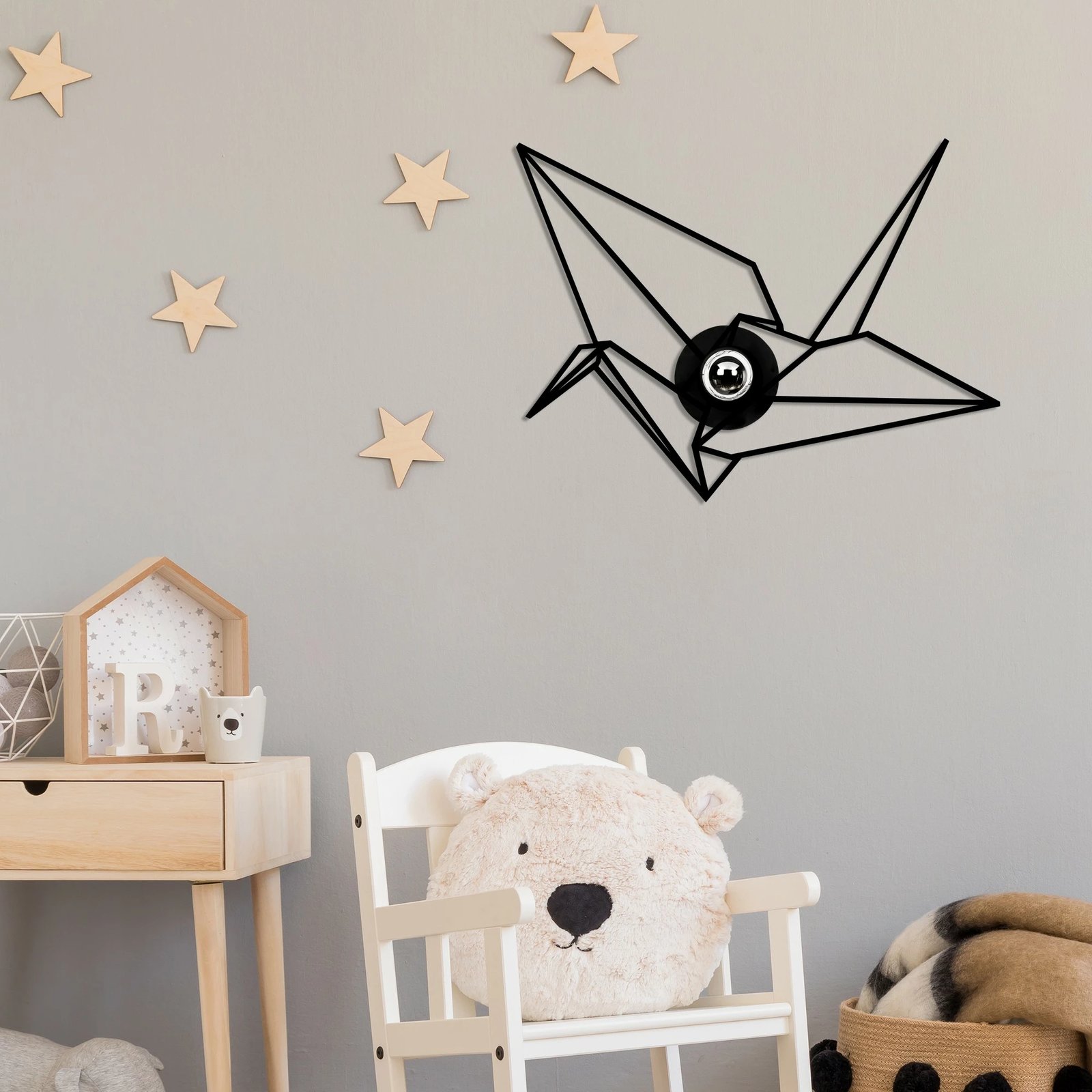 Llambë muri Opviq, W-048, ngjyrë e zezë, trup MDF, kapak metalik, 42x12x31cm