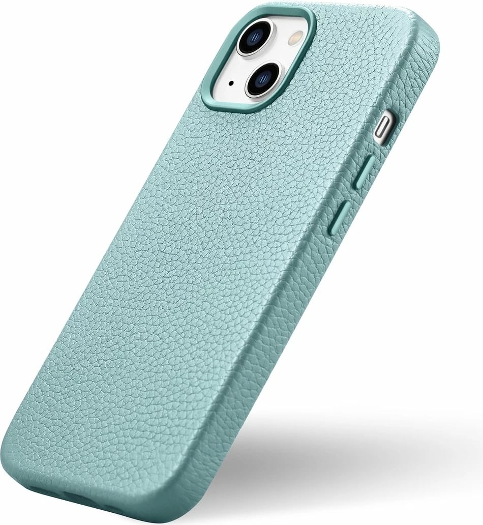 Mbështjellës iCarer Litchi Premium për iPhone 14, lëkurë natyrale, MagSafe, Jeshil