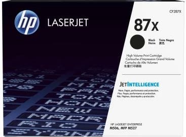 Toner, HP, 87X CF287X, rendiment i lartë 9800–23700 faqe, për LaserJet Enterprise M506/MFP M527, i zi