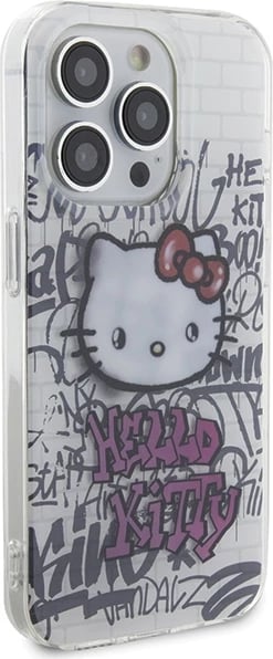 Mbështjellës Hello Kitty IML Kitty On Bricks Graffiti për iPhone 15 Pro Max, Bardhë