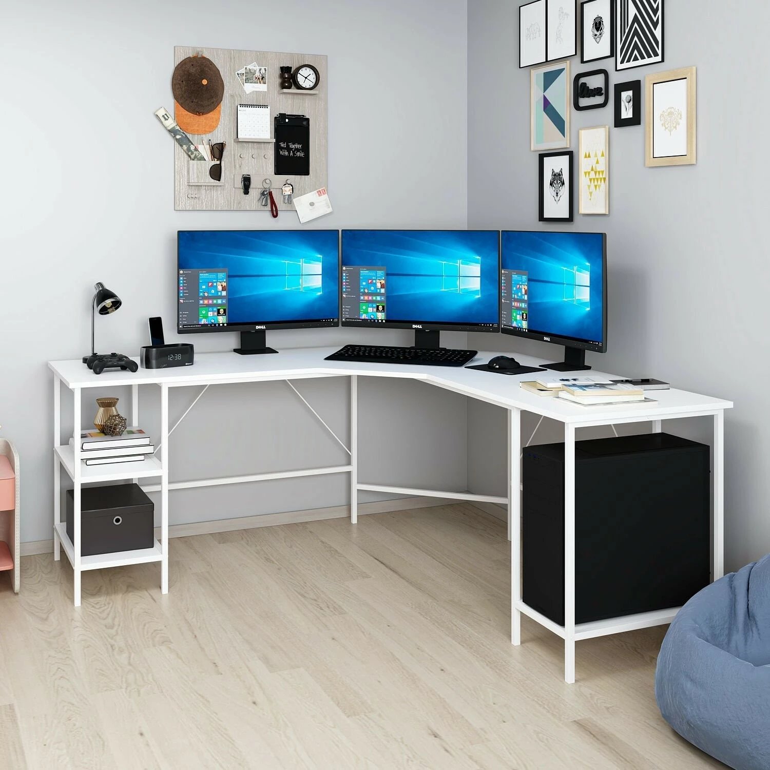 Tavolinë këndi për studim, ngjyrë e bardhë, Power L, Hanah Home