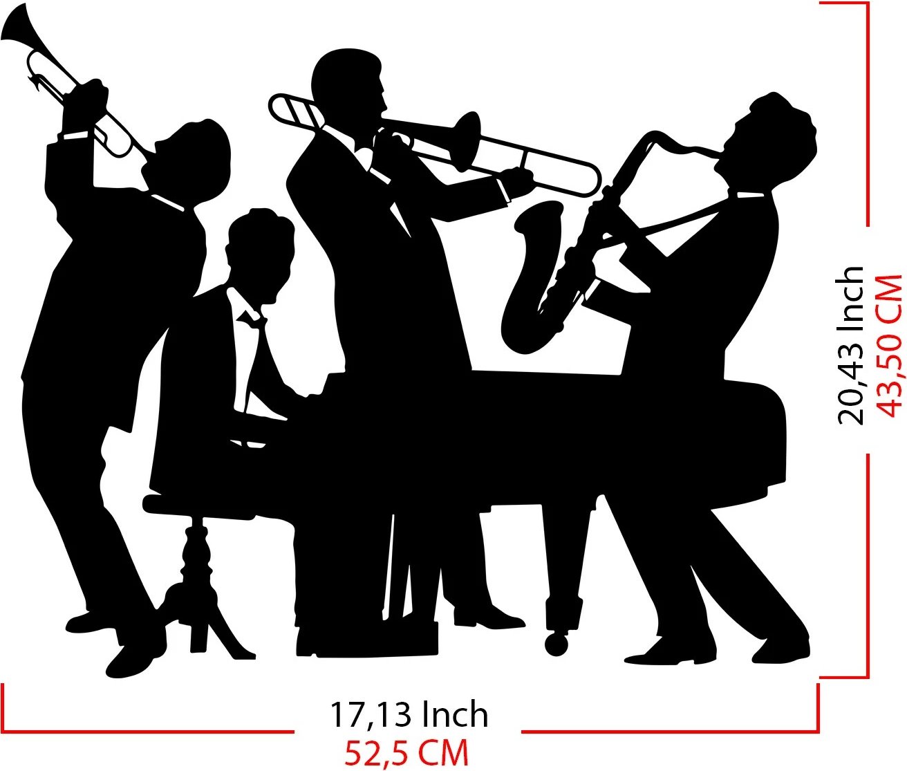 Aksesor dekorativ metalik për mur, Titanic Jazz, Wallity, ngjyrë e zezë