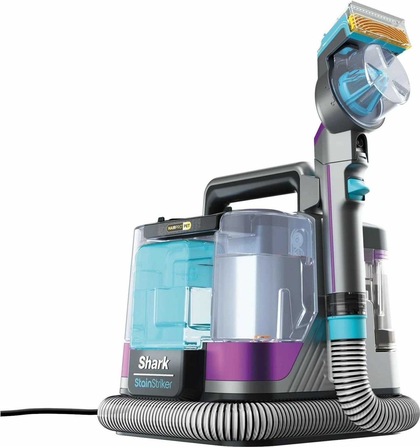 Kasë pastrimi Shark StainStriker HairPro PX250EUT, pa qese, me bateri, argjendtë