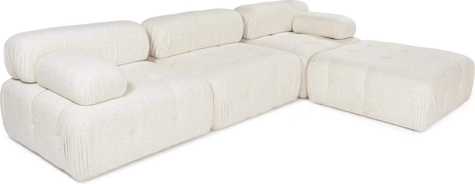 Kënd-sofë Doblo 3 vendëshe me pouffe, krem, Atelier del Sofa