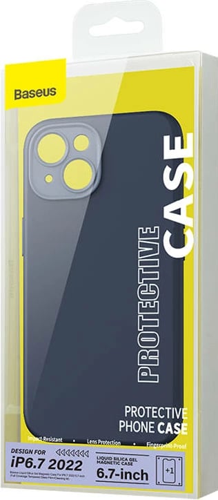 Mbështjellës magnetik Baseus Liquid Silica me xham të temperuar për iPhone 14 Plus, kaltër Mbështjellës magnetik Baseus Liquid Silica me xham të temperuar për iPhone 14 Plus, kaltër