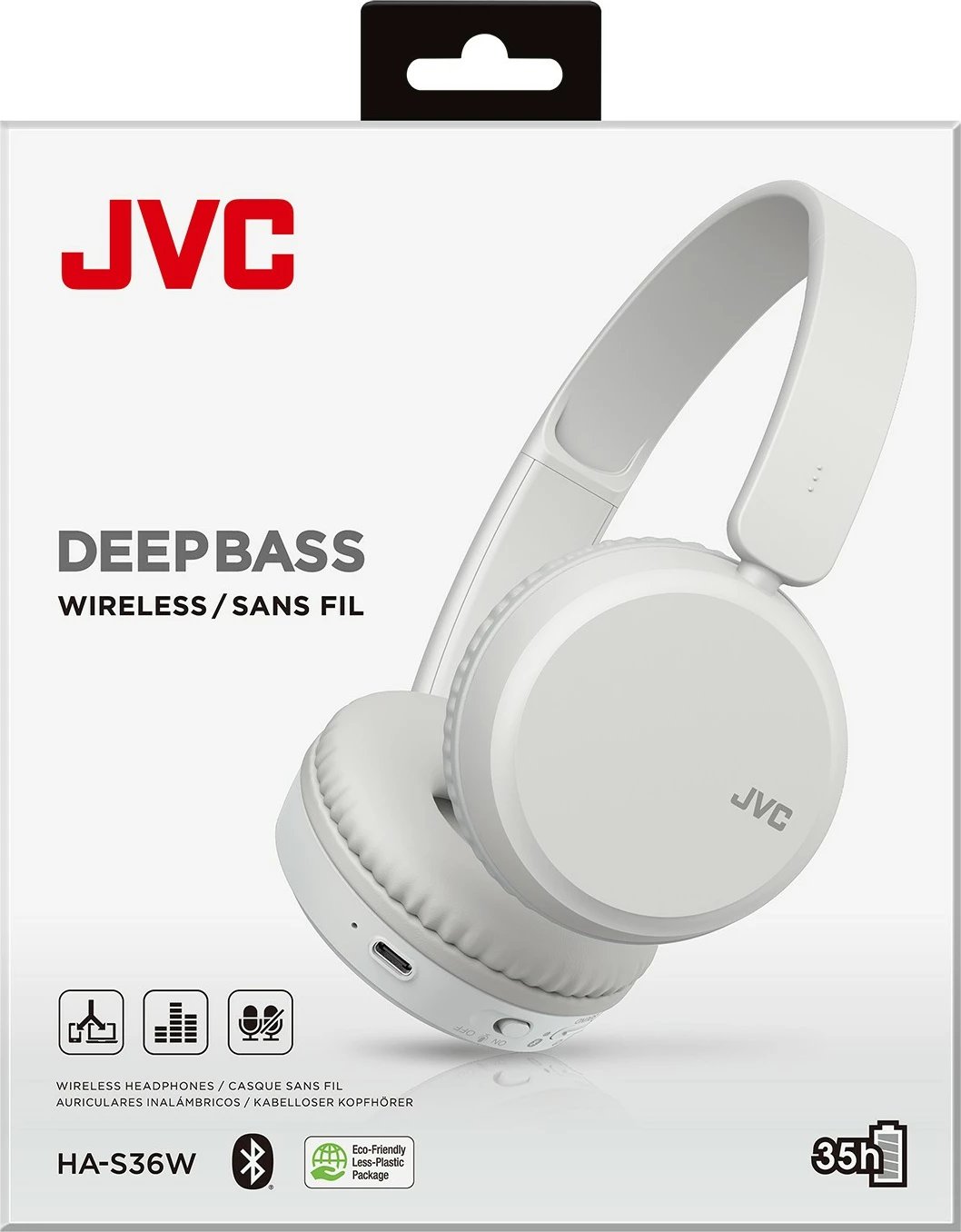 Kufje JVC HA-S36W wireless, Bluetooth, 35 orë, të bardha