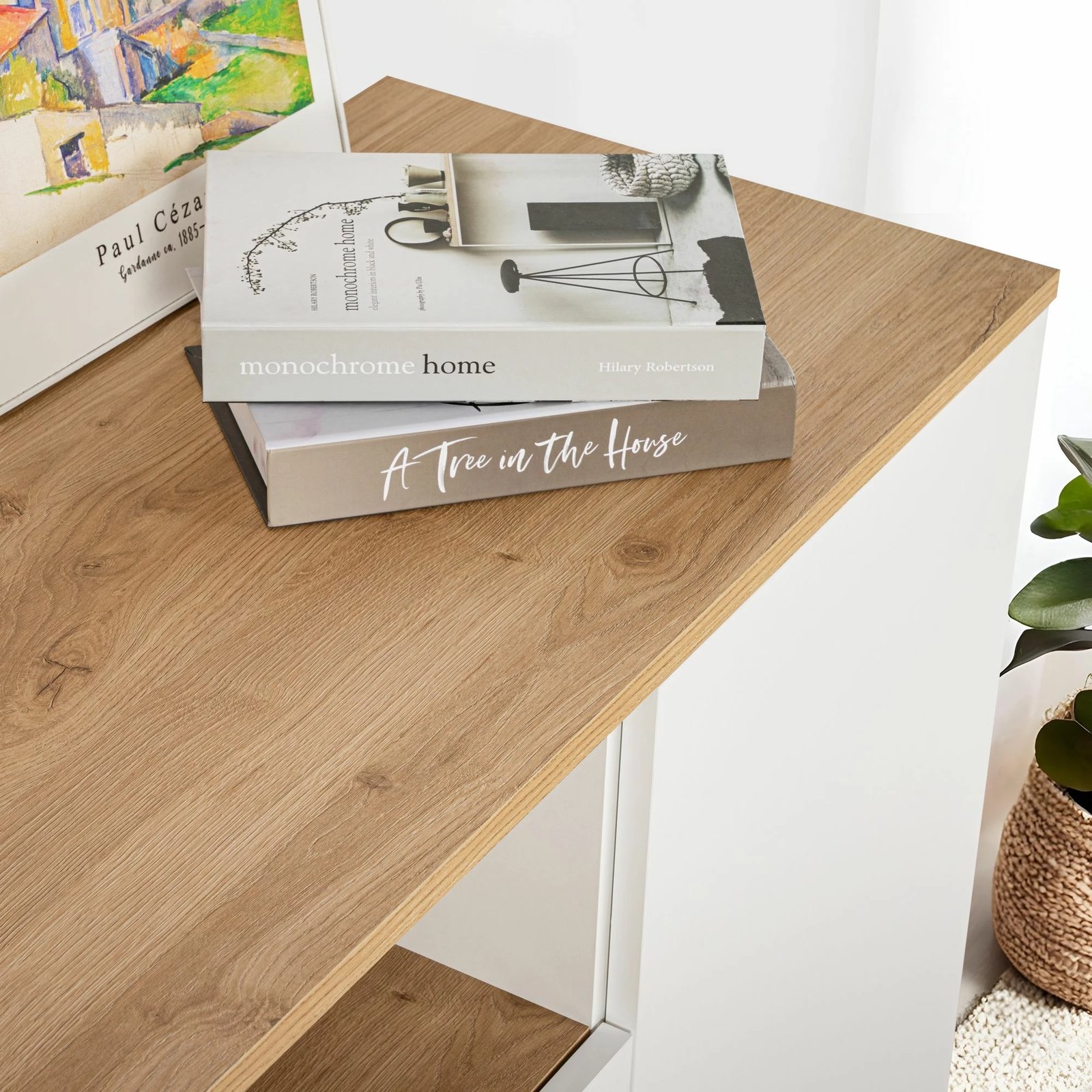 Konsol Skye Decor, Arista, e bardhë, lisi Cadiz