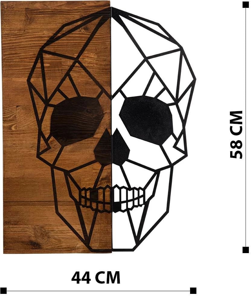 Aksesor dekorativ muri, dru dhe metal, dizajn kafke, Wallity, ngjyrë e zezë dhe arre, 44x58cm