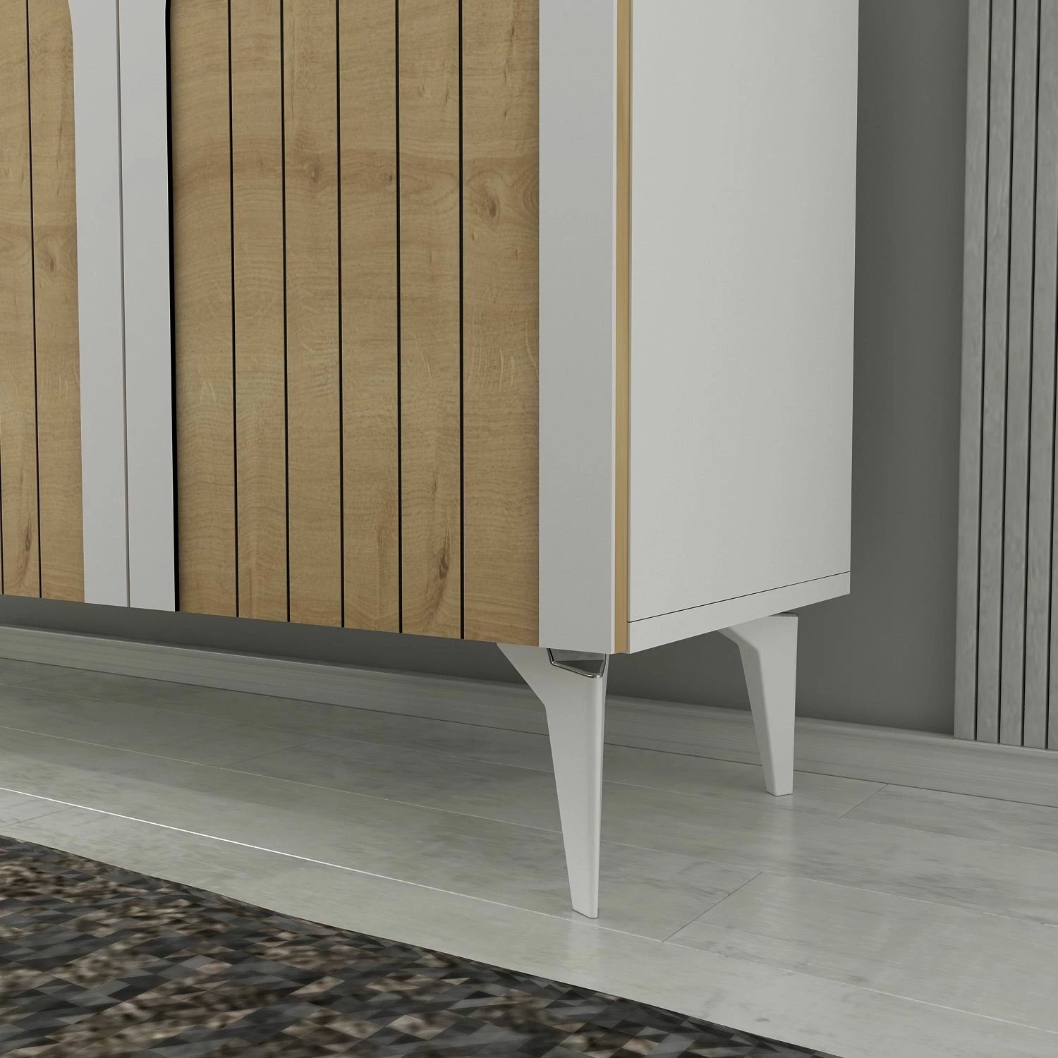 Konsol Skye Decor, e bardhë, lisi sapphire