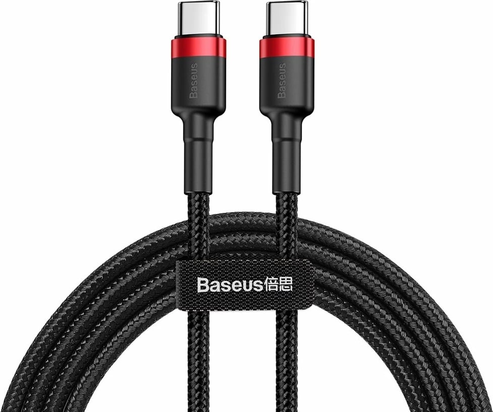 Kabllo USB-C në USB-C Baseus CATKLF-G91, 1m, 60W, e zezë/kuqe