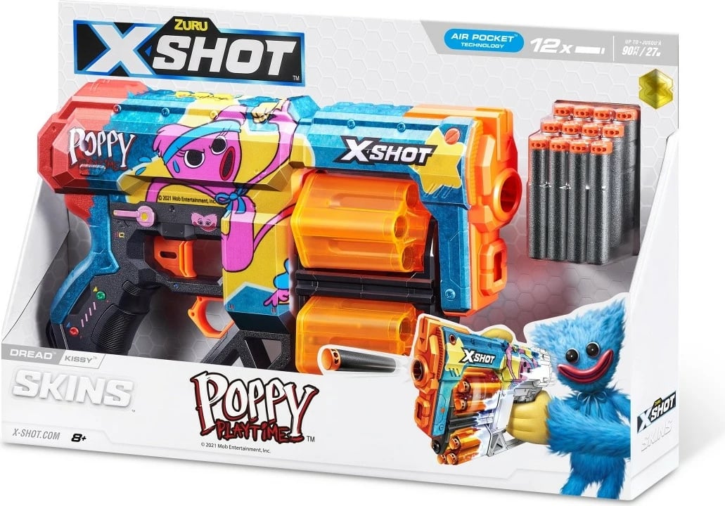 Blaster lodër ZURU X-Shot Dread Skins Launcher Kissy, 12 shigjeta, shumëngjyrësh
