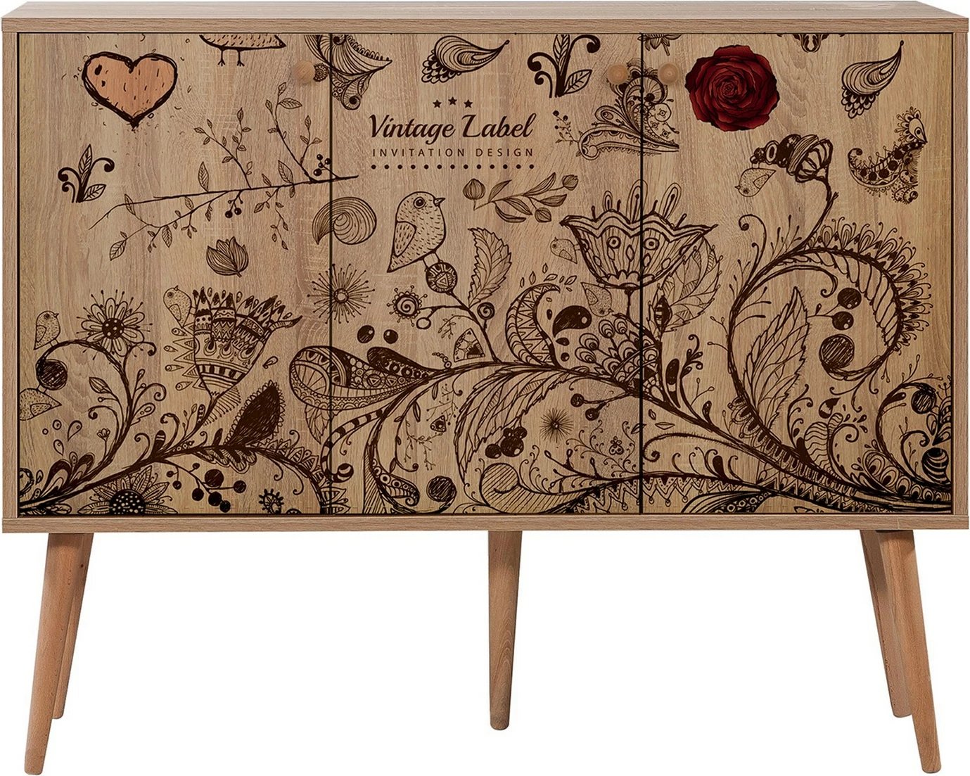 Konsol Hanah Home, Mega-731, ngjyrë lisi Sonoma