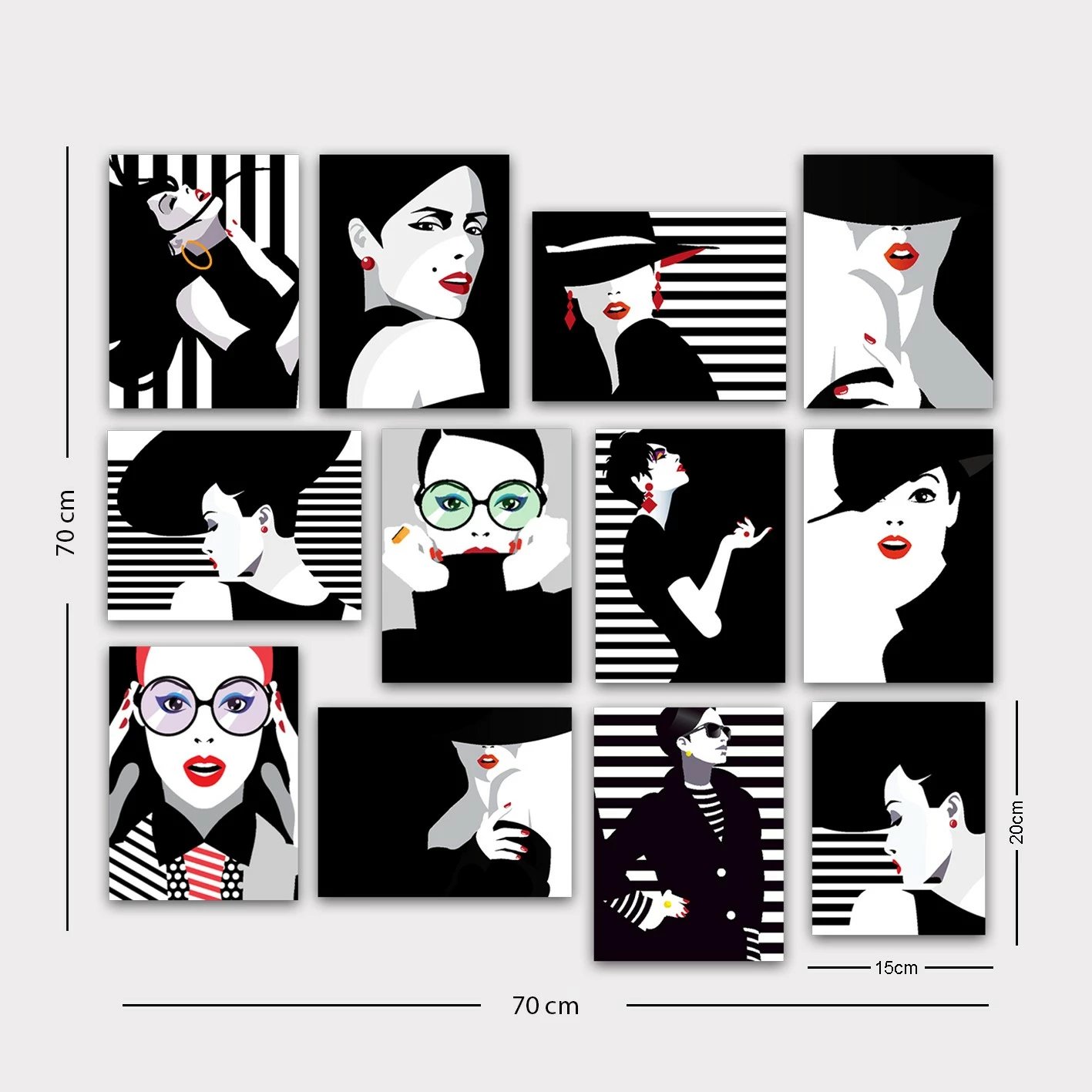 Piktura dekorative MDF (12 copë), Wallity, 12MDF34YS