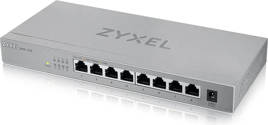 Switch Ethernet ZyXEL MG-108, 2.5G, çelik