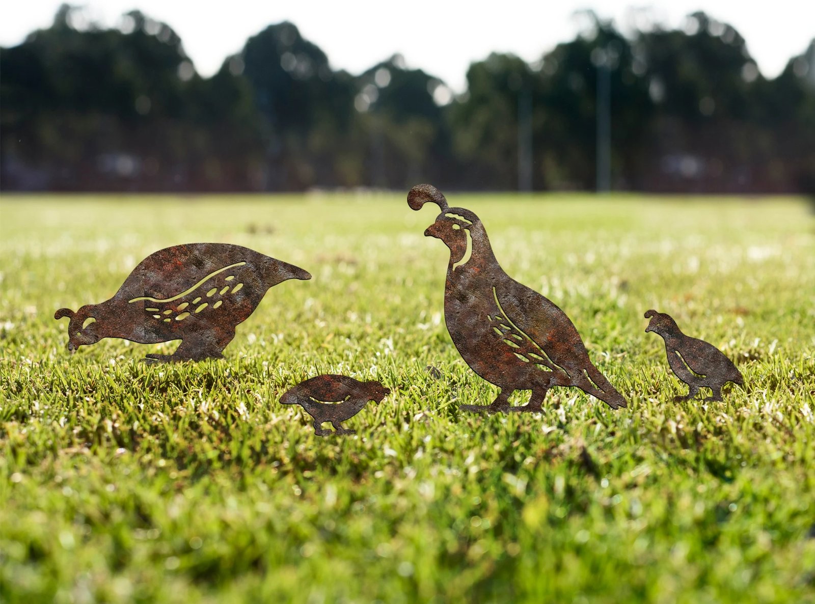 Objekt dekorativ për kopsht, Aberto Design, Fam 12, set prej 4 copash, metal, ngjyrë antike