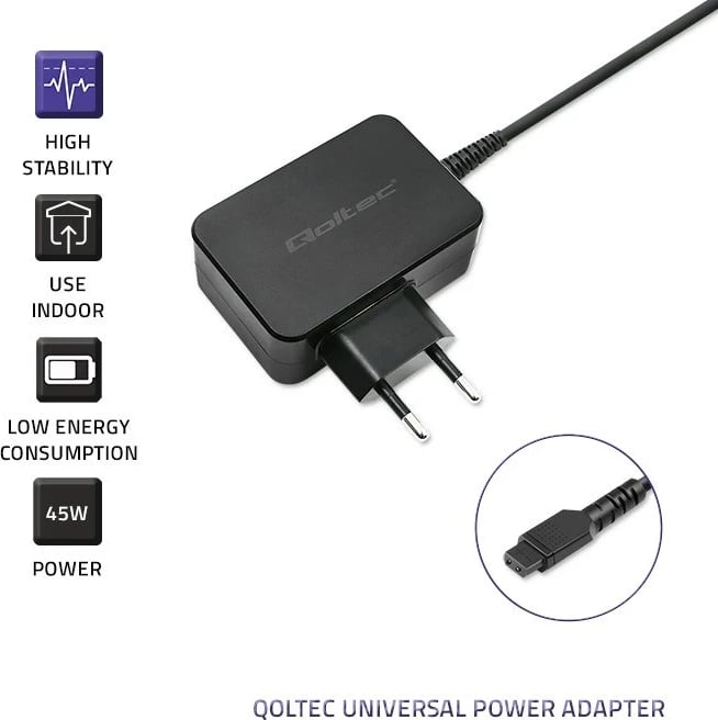 Adapter energjie Qoltec 51025 për brenda, i zi