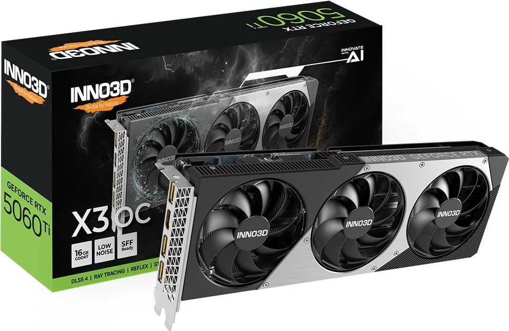 Kartelë grafike Inno3D RTX 5060 Ti Twin X3 OC 16GB GDDR7, 3 ventilatorë