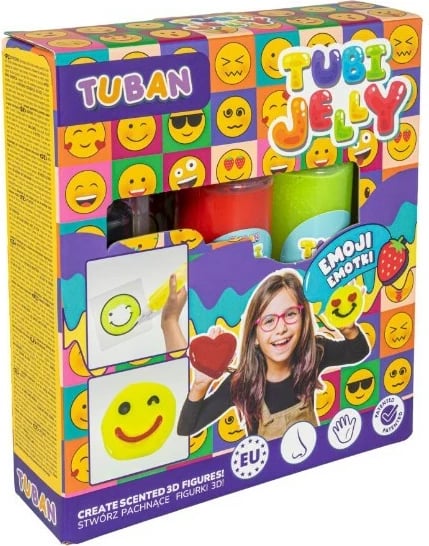 Set kreativ TUBAN Tubi Jelly Emoji, 3D, 3 ngjyra, 3 x 150 ml, për fëmijë