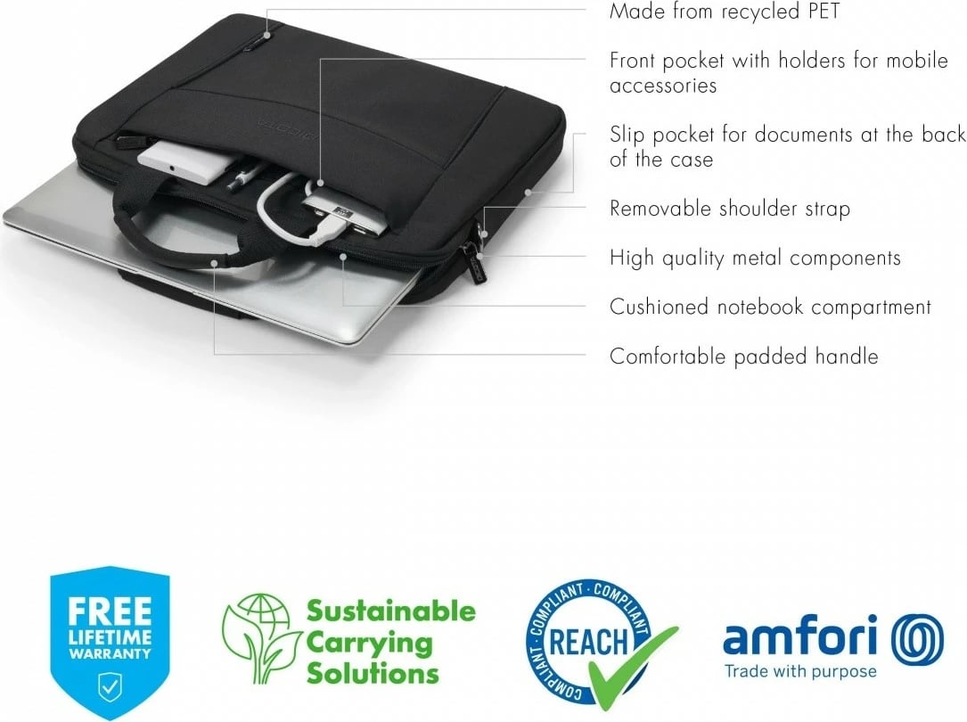 Çantë laptopi DICOTA Eco Slim Case BASE, 15-15.6 inç, e zezë