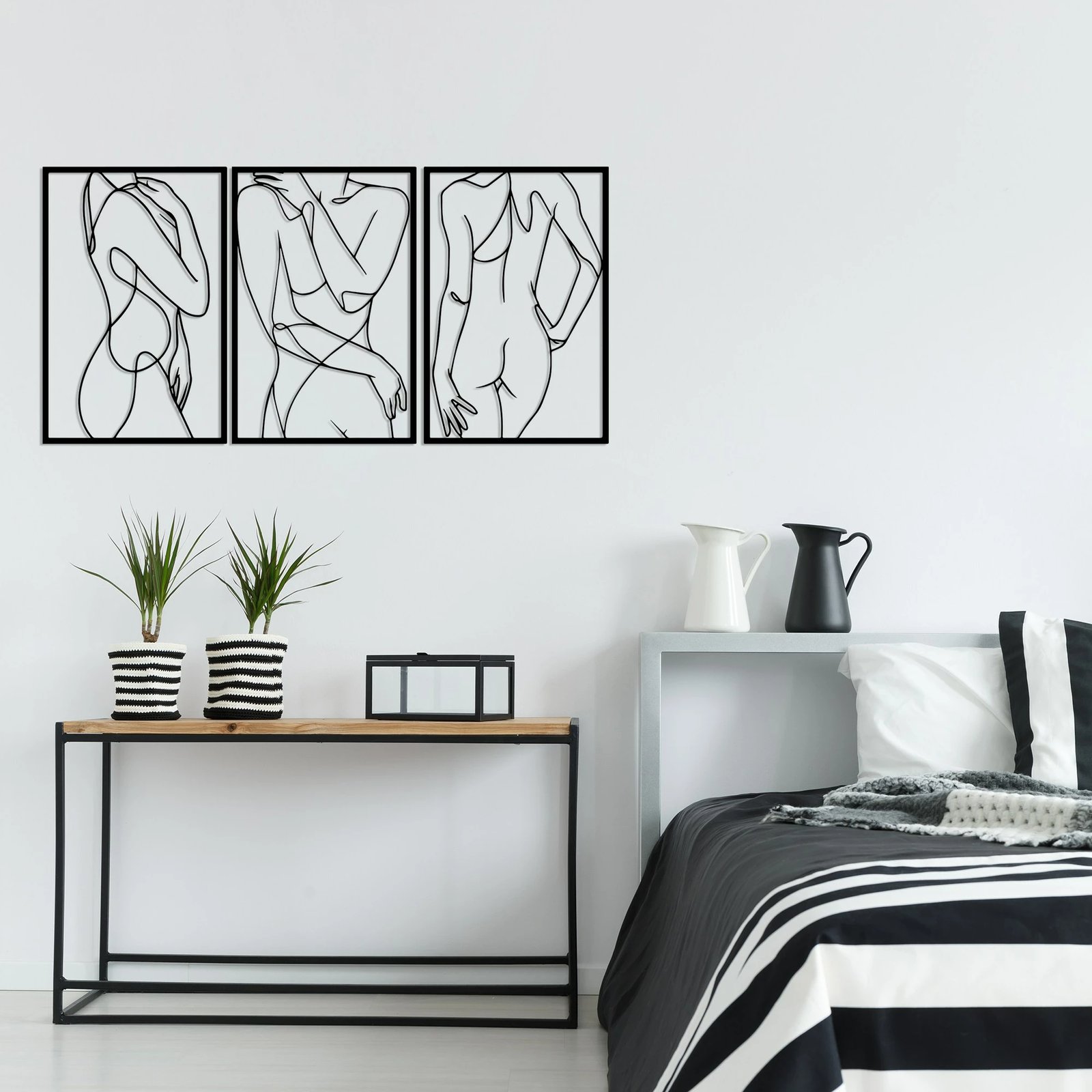 Aksesor dekorativ metalik për mur, Wallity, Sexy Lady 3, ngjyrë e zezë, 103x50cm