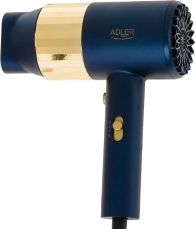 Tharëse flokësh, Adler, AD 2280, 1800 W, 2 shpejtësi 3 temperatura, me koncentrator, gold/navy blue