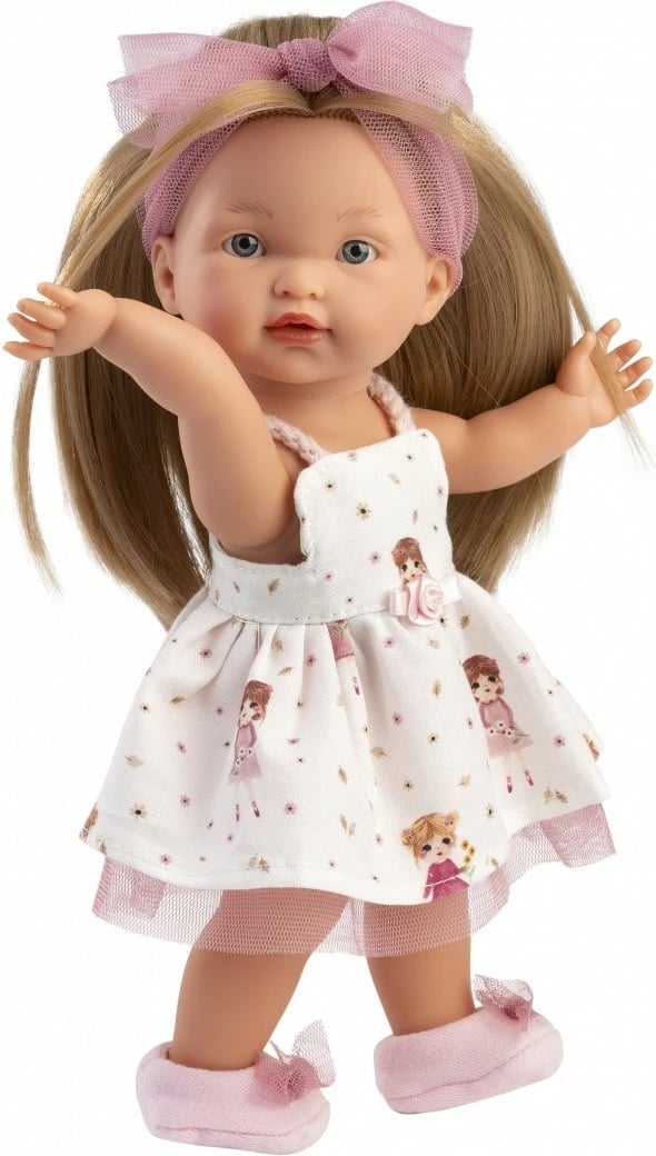 Kukull, Llorens, Valeria 28038 28 cm, vinil, lëviz krahë/këmbë/kokë, rozë e bardhë, set 4 pjesë