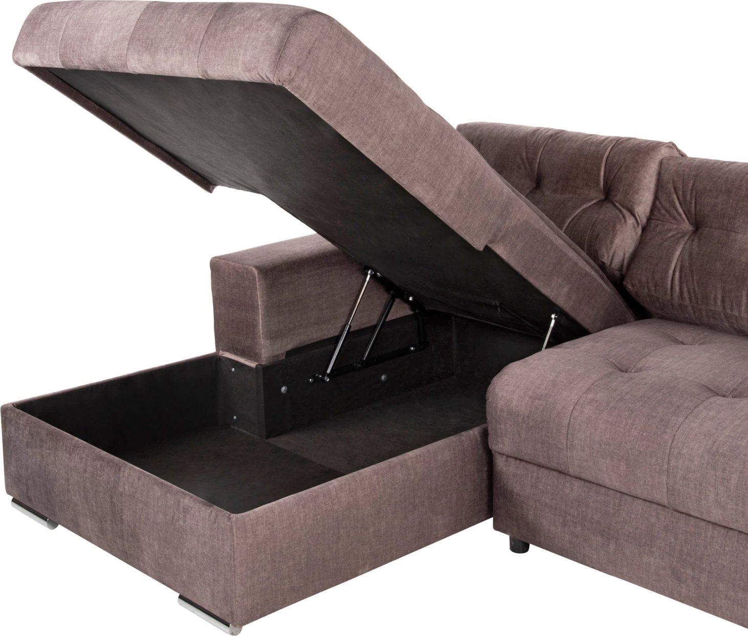 Divan-krevat qoshe (majtas) me hapësirë ruajtëse CLANCY FH3281.03L stof kafe 308x181x92H cm