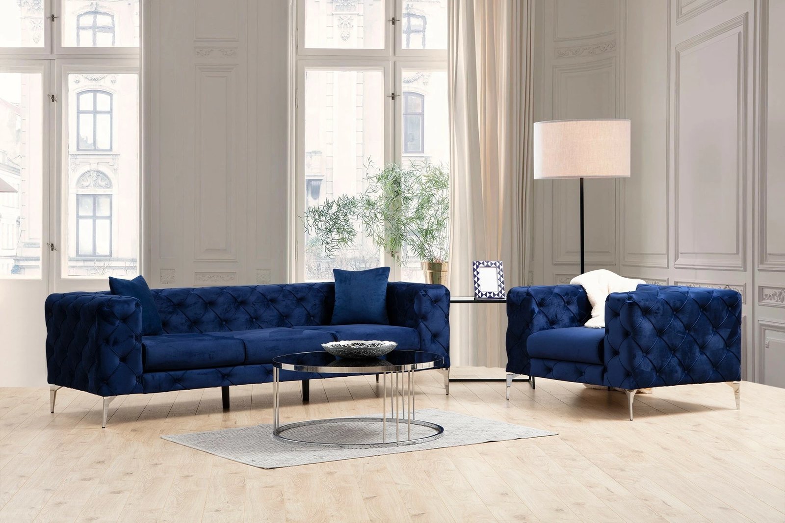 Divan treshe Atelier del Sofa, ngjyrë navy blue, Como