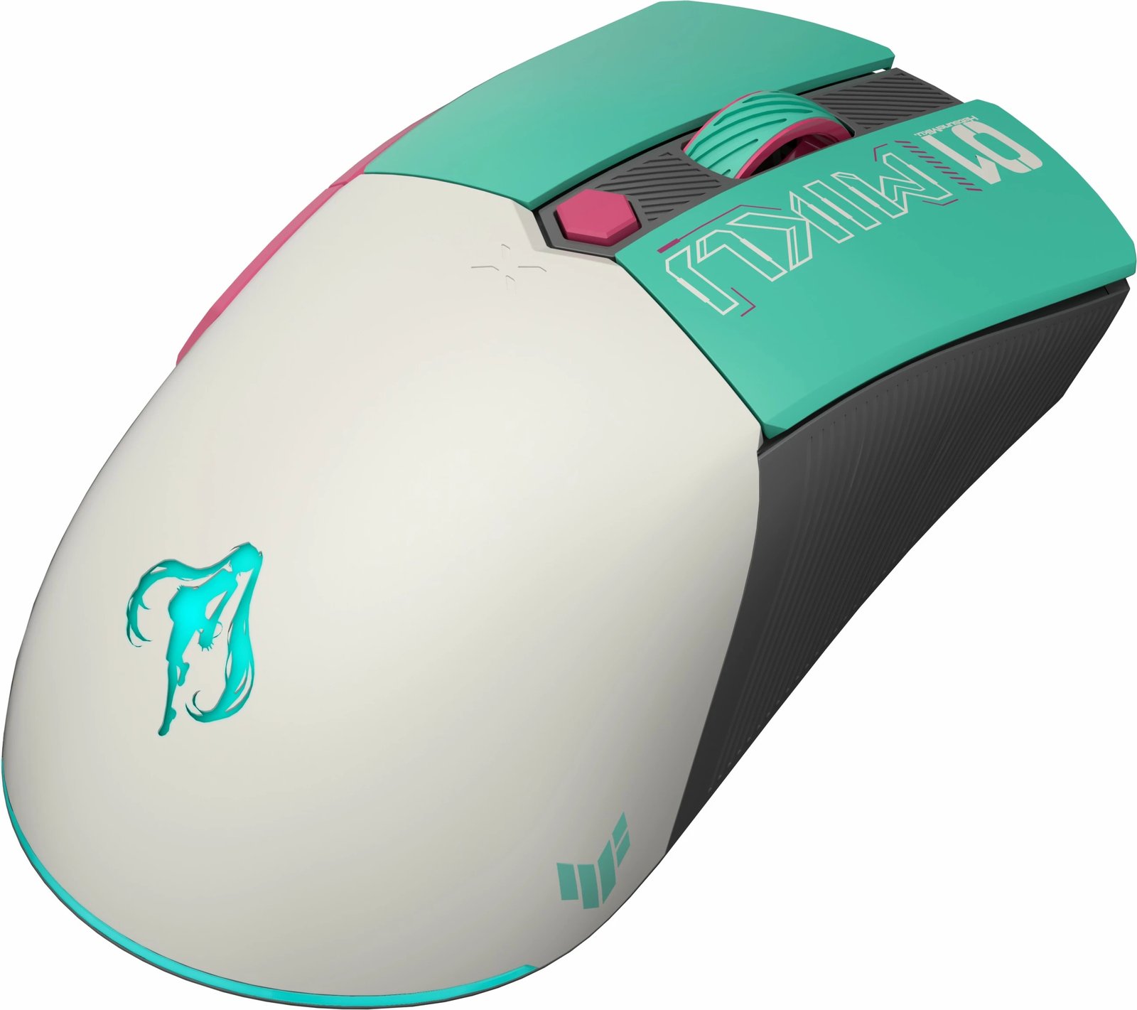Maus wireless ASUS TUF Gaming Mini Hatsune Miku Edition, gaming, turkuaz/rozë