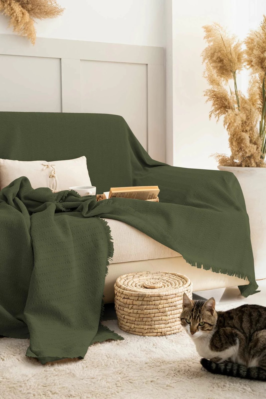 Mbulesë divani L'essentiel, ngjyrë kaki, Rio