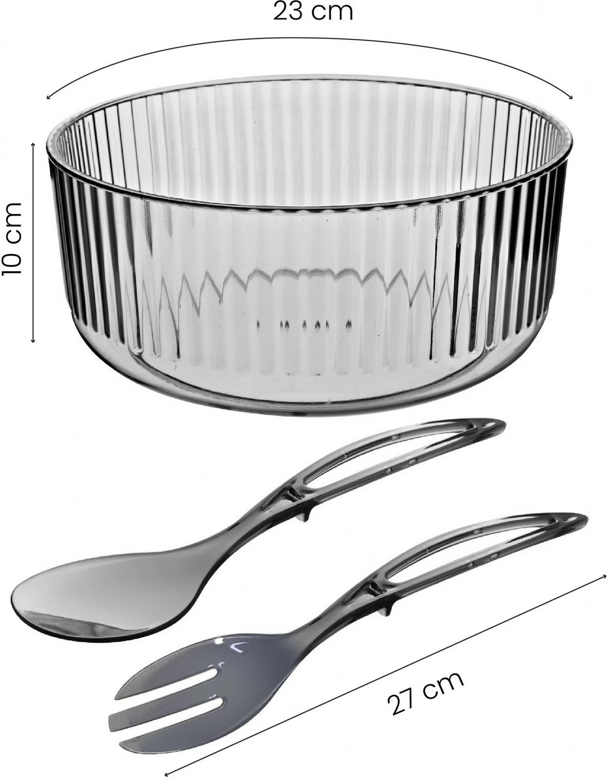 Set pjatash Hermia, plastikë, ngjyrë antracit, me lugë dhe pirun, 300ml