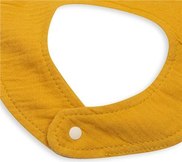 Bavjetkë bebe muslin, New Baby, 100% pambuk organik, 22x25 cm, mustard e verdhë