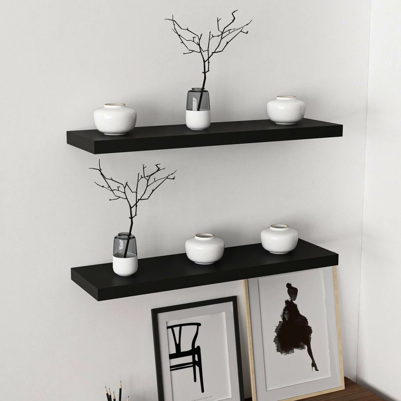 Raft muri, ngjyrë e zezë, Skye Decor Gizli2 80