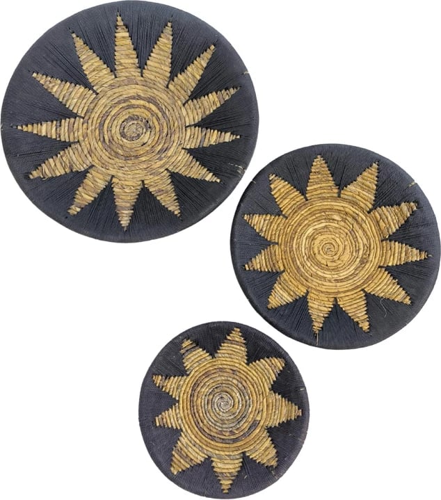 Dekor muror Circy, set 3 copësh, thurje shkopi, ngjyrë e zezë-bezhë