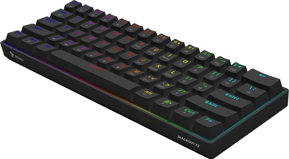 Tastierë gaming SAVIO BLACKOUT X2 PEACH, mekanike, 60%, RGB, e zezë
