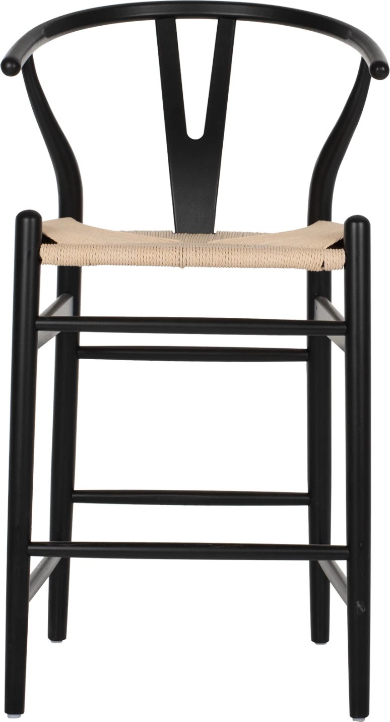 Karrige për bar BRAVE me shpinë Wishbone, dru ahu, ngjyrë e zezë, FH9405.02, 48x53x100H cm