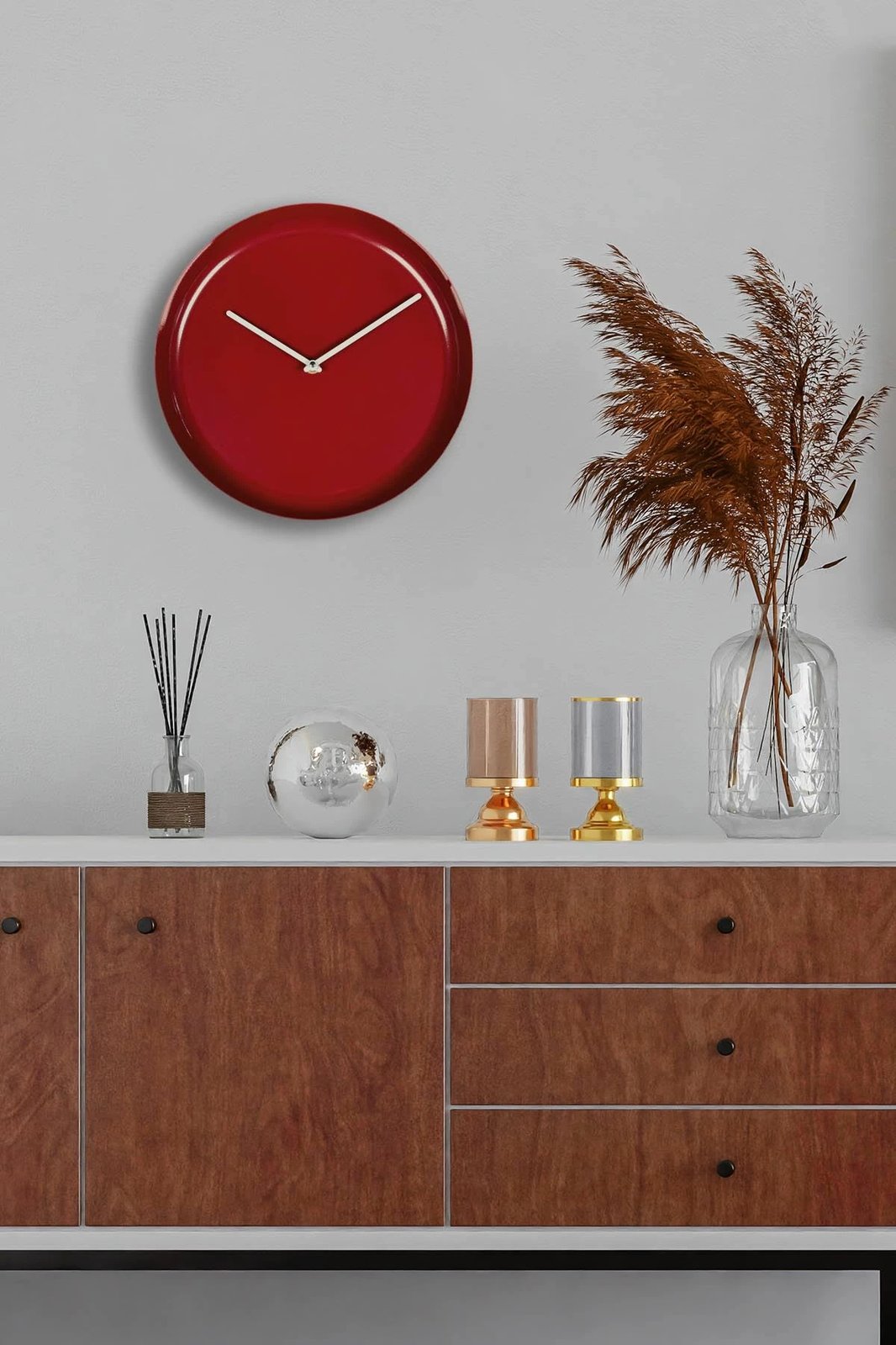 Orë muri dekorative metalike Wallity, ngjyrë qershie, 30cm