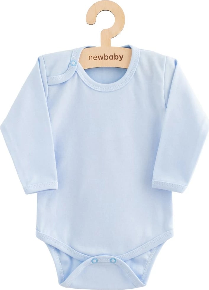 Body për bebe, New Baby, Classic II, me mëngë të gjata, pambuk 100%, madhësia 74 (6-9m), blu