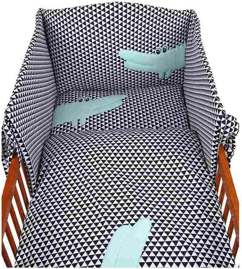 Set shtroje krevat bebi, WOMAR, Crocodile, 100x135 cm, e zezë, set 6 copë
