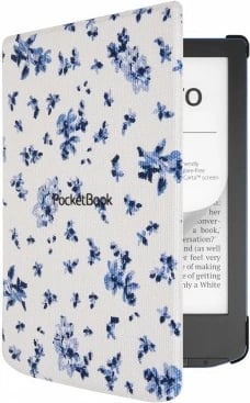 Mbështjellës PocketBook Shell për Verse / Verse Pro, lule, kaltër/bardhë