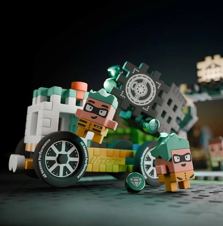 Set lodrash ndërtimi Marioinex Mini Waffle City Bank Heist, 148 pjesë, shumëngjyrëshe