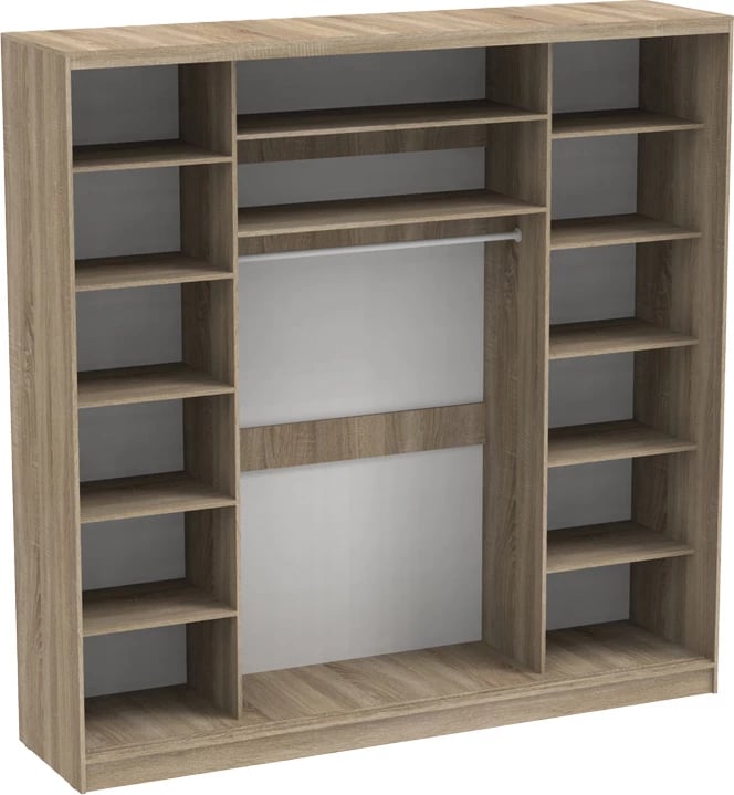 Dollap me dy dyer rrëshqitëse me pasqyrë, ngjyrë sonoma, 240x60x240cm